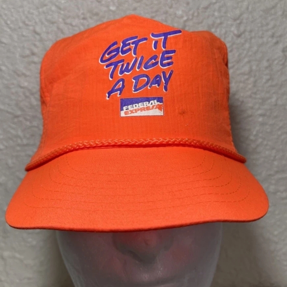RARE Vibrant Vintage Orange FEDEX Trucker Hat